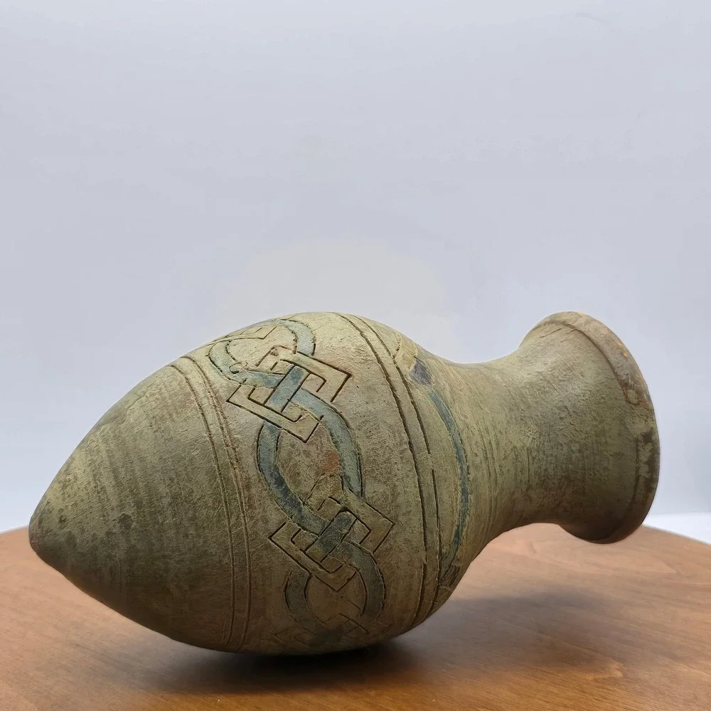 Vintage Terracotta Clay Vase‎ Celtic Knot Design Rustic Farmhouse Decor